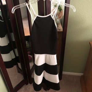 Black and White Crisscrossing Strap Dress